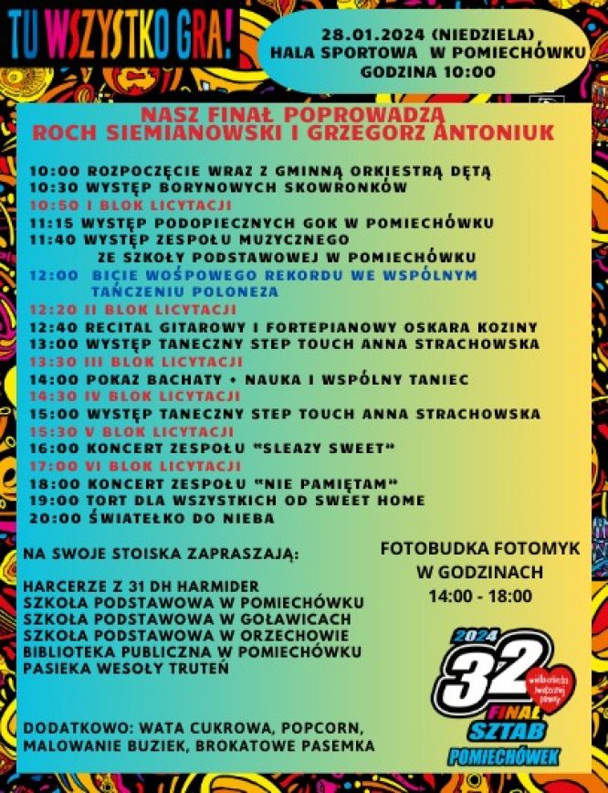 plakat 32 finału WOŚP w Pomiechówku