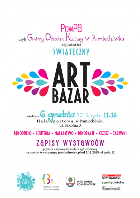 Plakat Art Bazar w Pomiechówku - informacja o zapisach dla wystawców