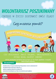 plakat promujący Powiatowe Centrum Wolontariatu
