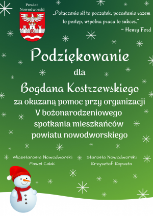 Podziękowanie dla firmy Bo-Kos