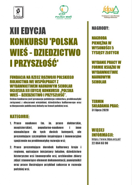 Plakat - XII Edycja Konkursu "Polska wieś - dziedzictwo i przyszłość"