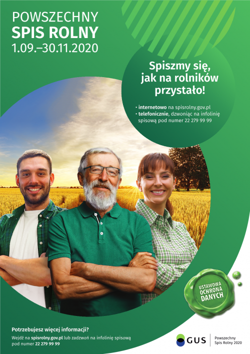 Plakat promujący Powszechny Spis Rolny 2020