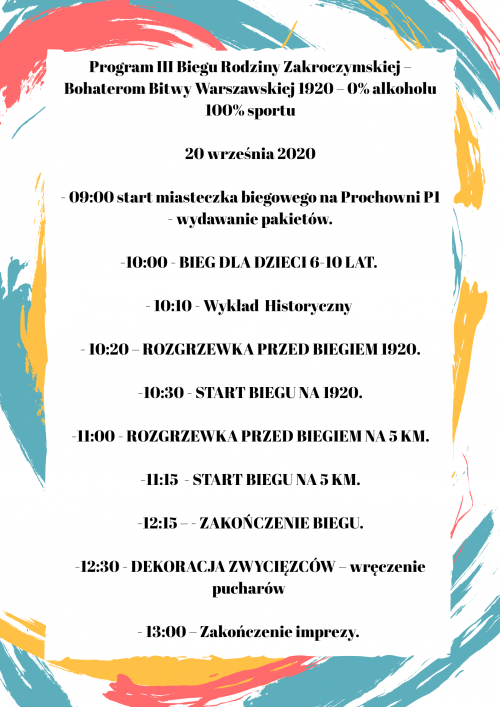 Agenda biegów - plakat