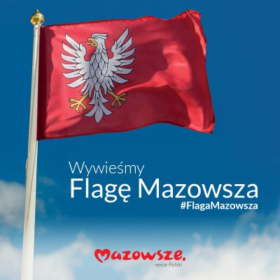 powiewająca na maszcie flaga Mazowsza