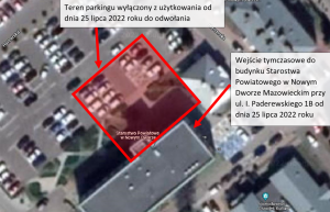 Mapa poglądowa przedstawiająca wyłączoną część parkingu...