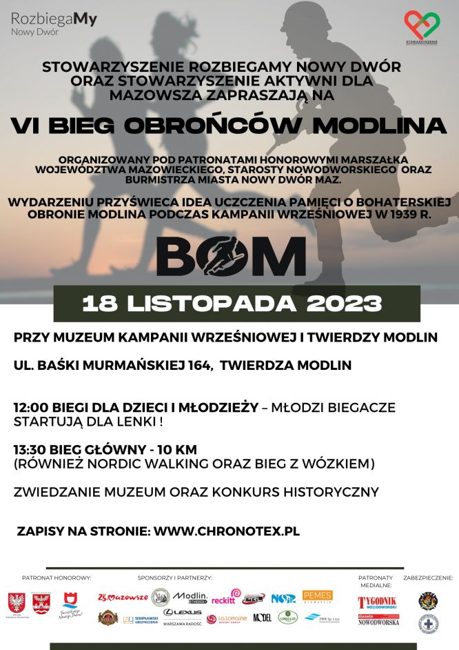 plakat promujący VI bieg Obrońców Modlina