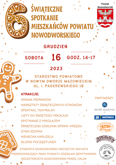 Plakat informujący o 6 Spotkaniu Świątecznym, szczegóły w akapicie