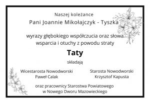 Treść kondolencji w formie graficznej