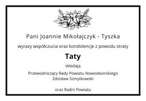 Treść kondolencji w formie graficznej