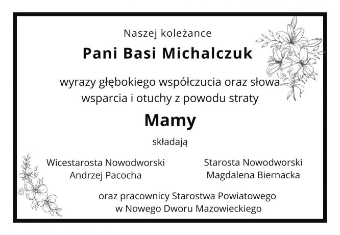 kondolencje, czarne kontury kwiatów