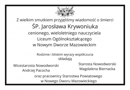 kondolencje, czarne kontury kwiatów, czarne litery