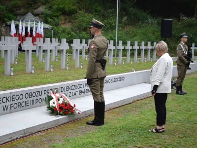 zgromadzeni goście oddają hołd poległym