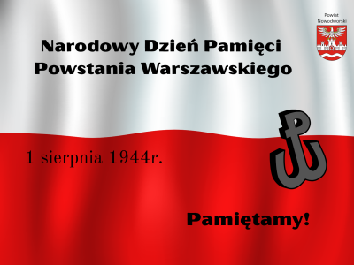 grafika dotycząca Narodowego Dnia Pamięci Powstania Warszawskiego na tle flagi Polski