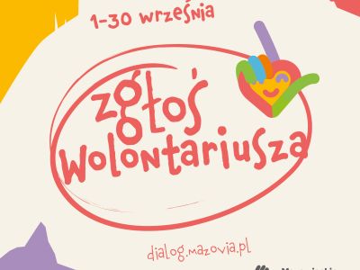 Grafika informująca o konkursie "Mazowieckie Barwy Wolontariatu"