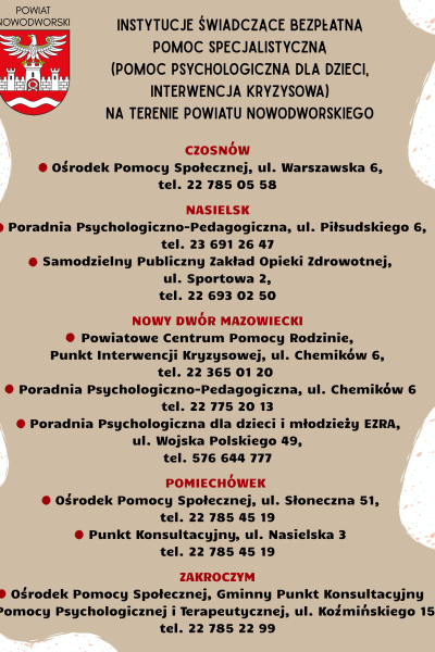 plakat dotyczący pomocy psychologicznej dla dzieci