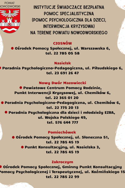 plakat informujący o pomocy psychologicznej dla dzieci