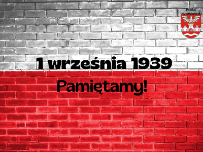 grafika przedstawiająca mur w barwach biało-czerwonych, na środku napis: 1 września 1939 pamiętamy!