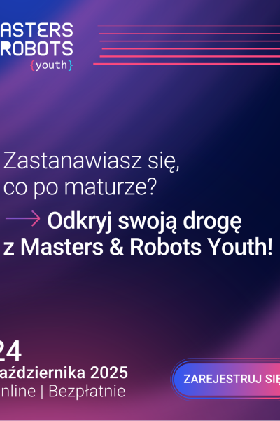 plakat promujący konferencję online Masters & robots