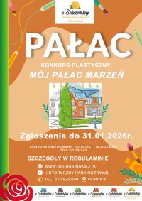 Plakat informujący o konkursie "Mój pałac marzeń"