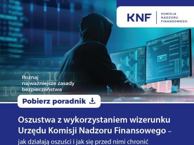 plakat dotyczący KNF- oszustwa z wykorzystaniem wizerunku