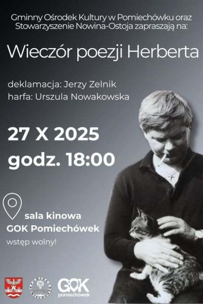 plakat promujący wydarzenie- Wieczór Poezji Herberta