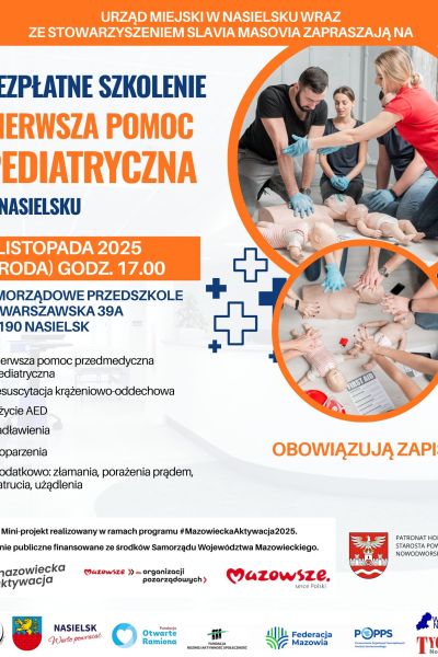 plakat promujący wydarzenie- bezpłatna pomoc pediatryczna