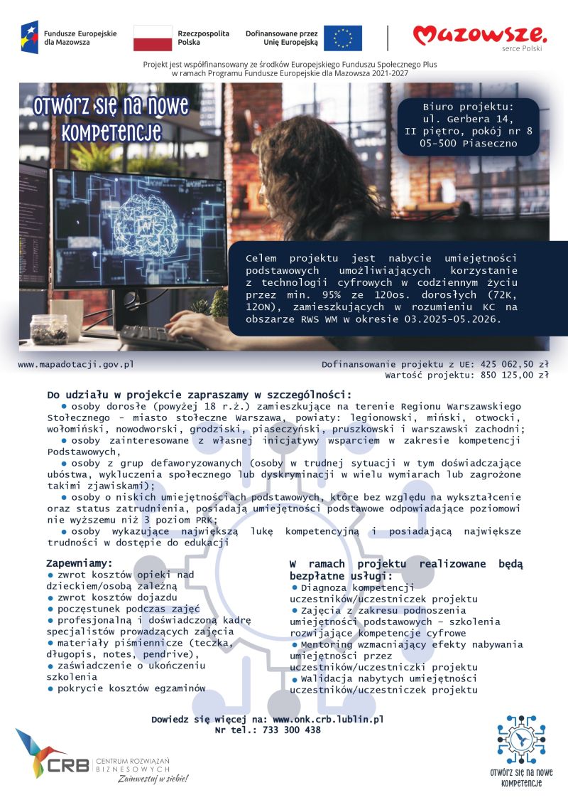 Plakat informujący o projekcie