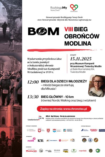 plakat promujący wydarzenie- Bieg Obrońców Modlina
