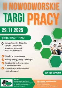 plakat promujący II Nowodworskie Targi Pracy