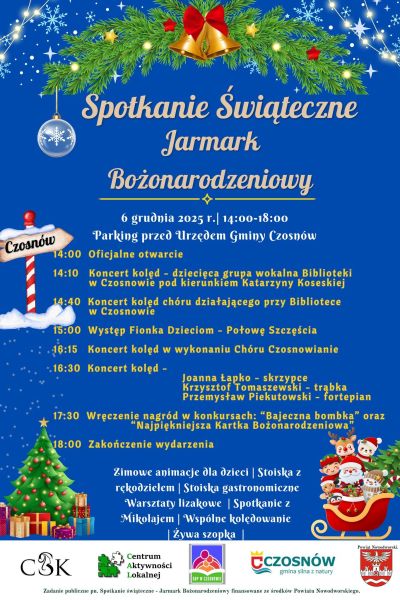 plakat promujący wydarzenie - Spotkanie Świąteczne Jarmark Bożonarodzeniowy