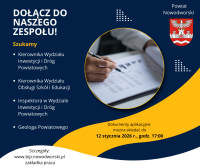 Grafika informująca o aktualnych naborach do pracy w Starostwie Powiatowym