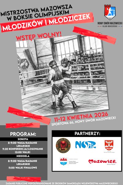 plakat promujący wydarzenie- Mistrzostwa Mazowsza w Boksie Olimpijskim