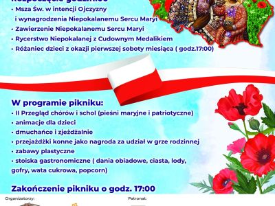 plakat promujący wydarzenie Piknik Rodzinny z Królową Polski