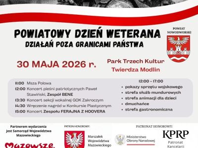 plakat informujący o Powiatowym Dniu Weterana Działań Poza Granicami Państwa