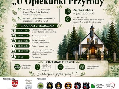 plakat promujący Piknik Parafialny U Opiekunki Przyrody