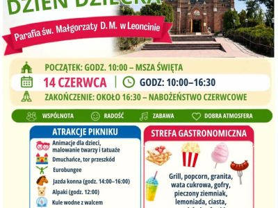 plakat promujący wydarzenie Parafialny Dzień Dziecka