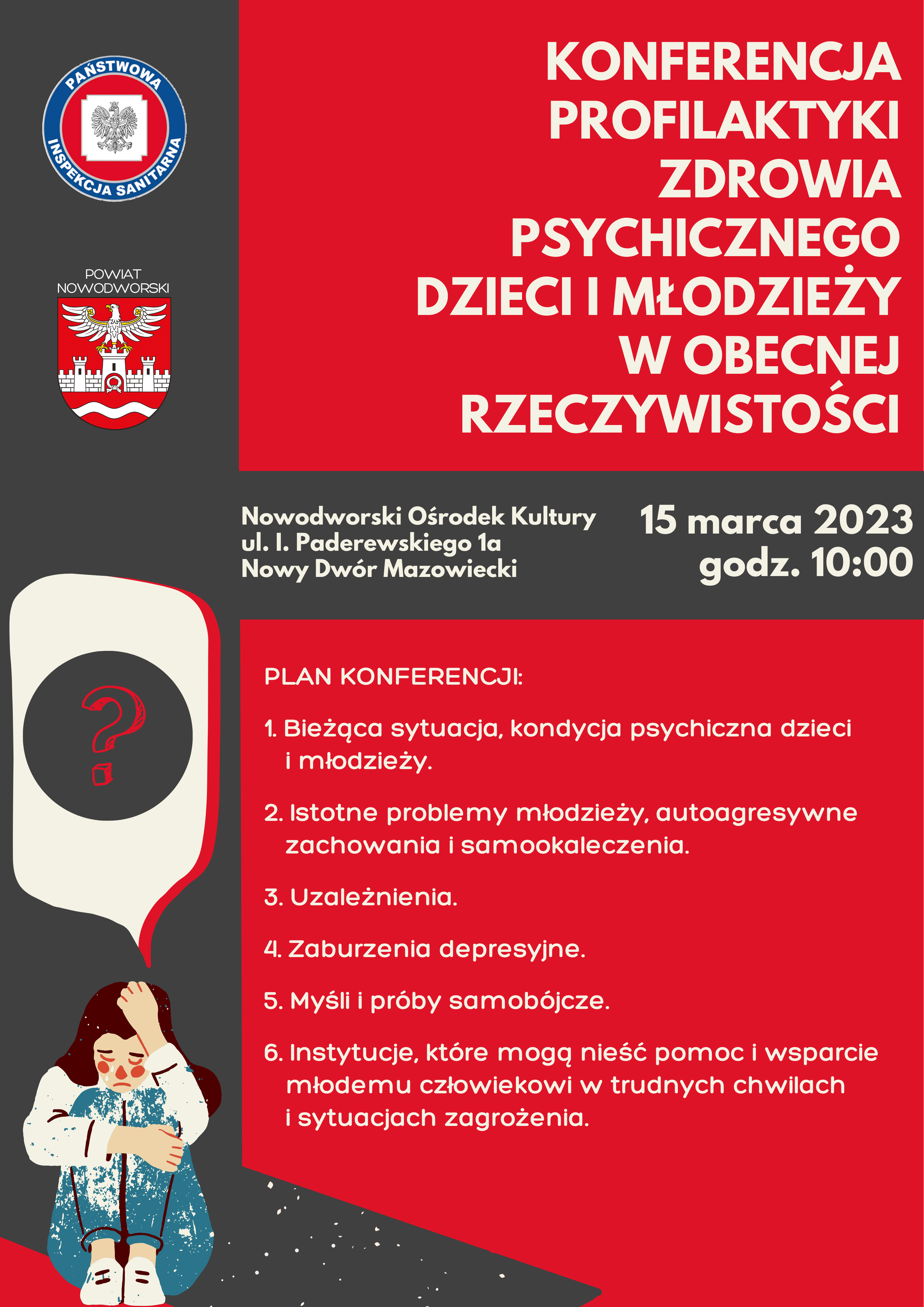 czerwony plakat dotyczący konferencji