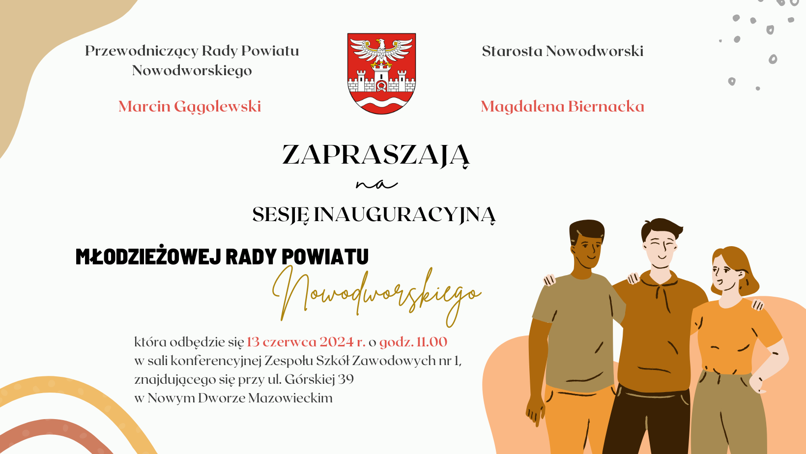 Zaproszenie na sesję inauguracyjną Młodzieżowej Rady Powiatu Nowodworskiego