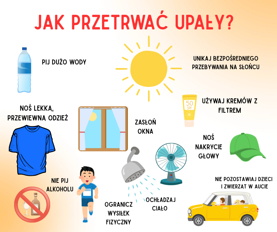 ilustracja przedstawiająca sposoby jak przetrwać upały