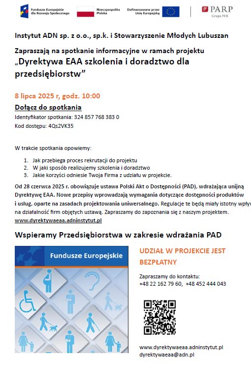 plakat informujący o projekcie dyrektywy EAA