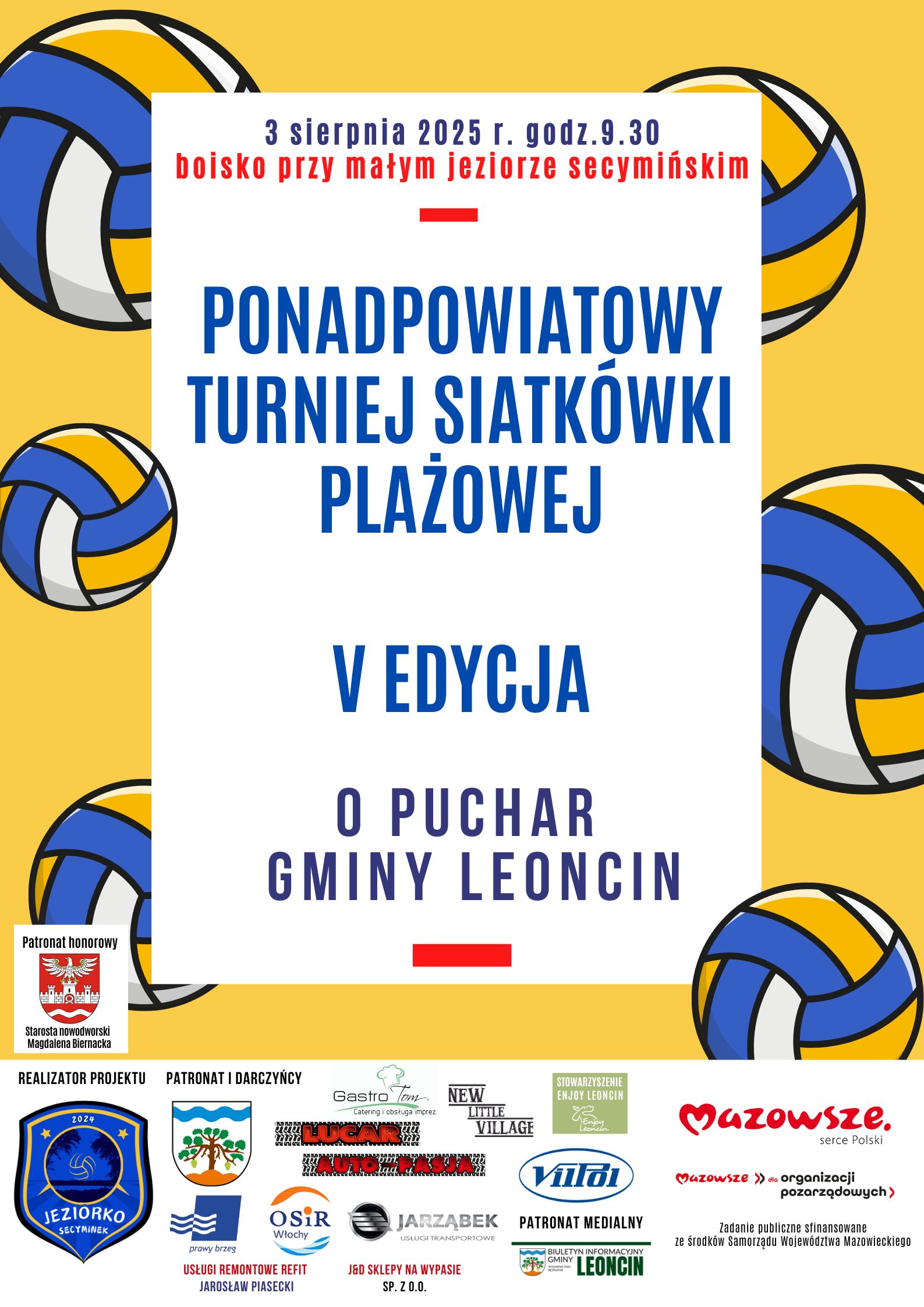 plakat informujący o wydarzeniu ,,Ponadpowiatowy Turniej Siatkówki Plażowej''