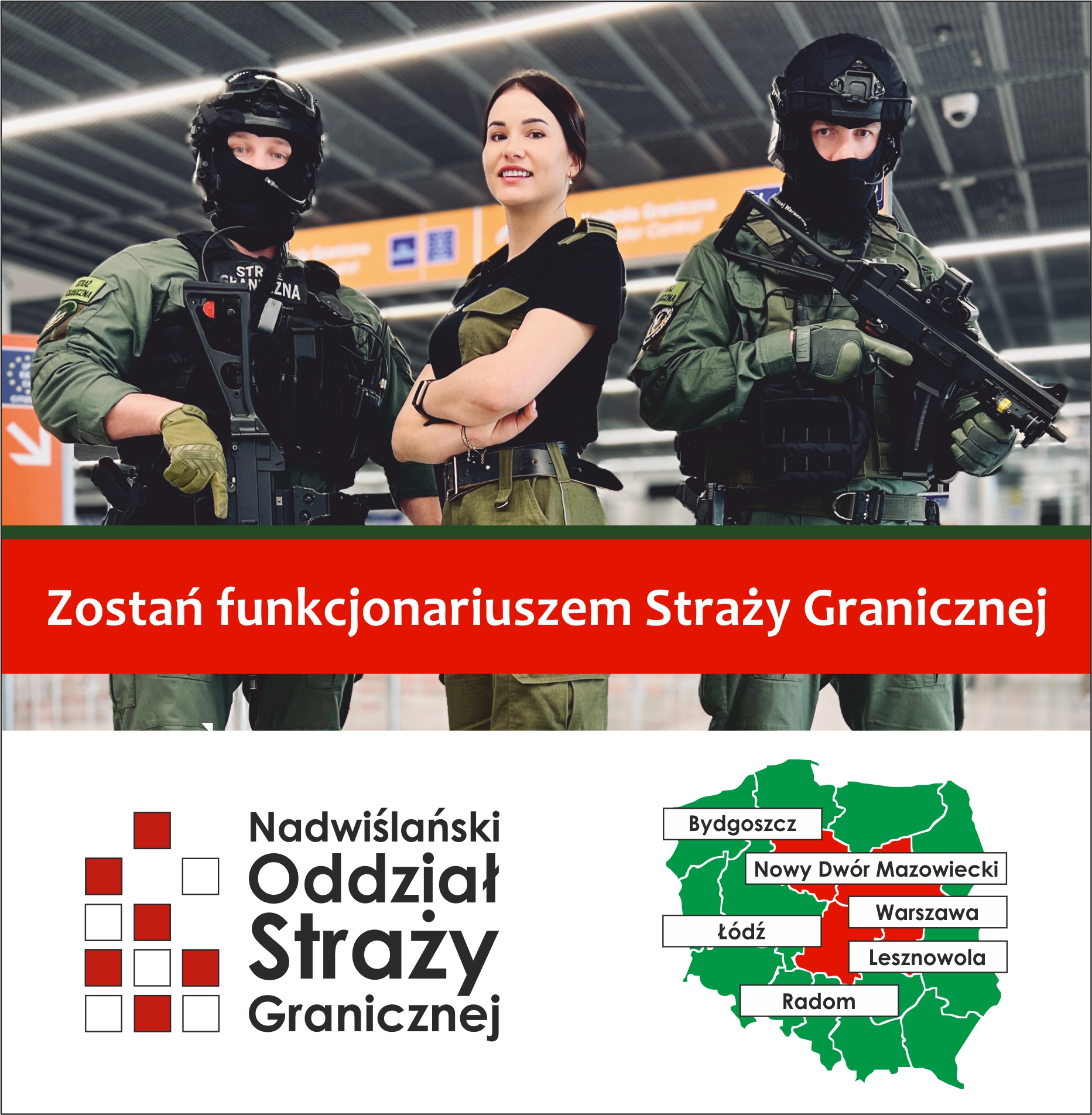 plakat informujący o naborze na funkcjonariuszy Straży Granicznej