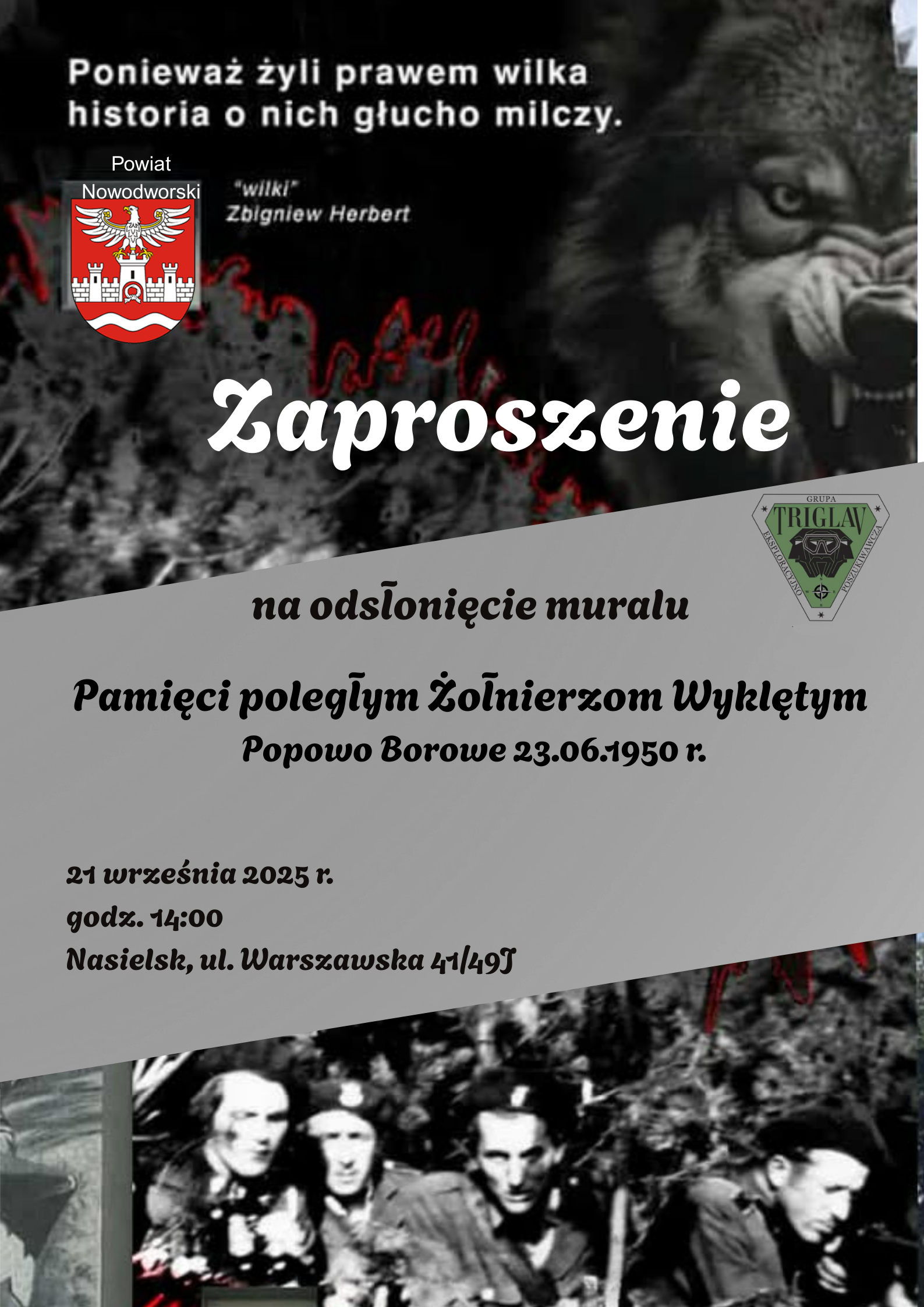 Uroczyste odsłonięcie muralu pamięci poległych Żołnierzy Wyklętych