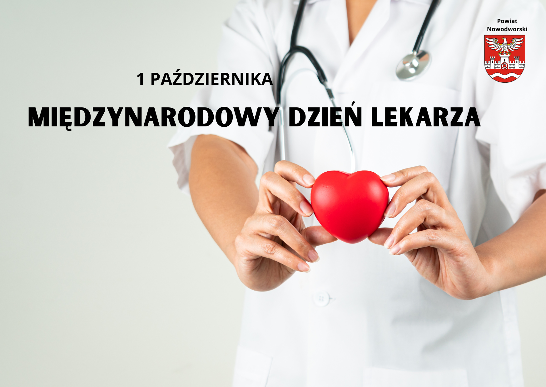 Grafika przedstawiająca lekarza, na górze napis- Międzynarodowy Dzień Lekarza