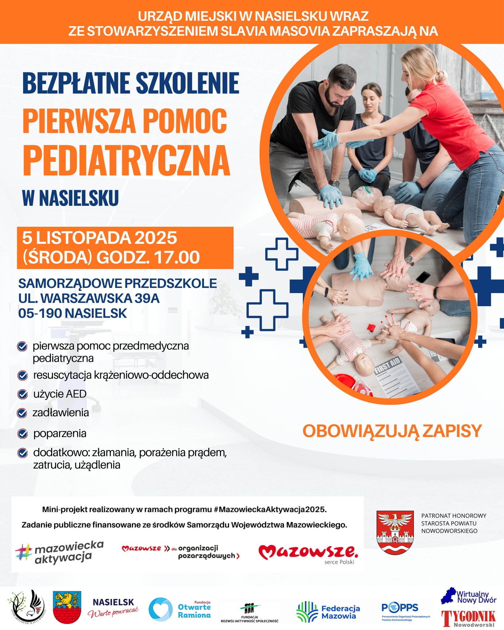 plakat promujący wydarzenie- bezpłatna pomoc pediatryczna