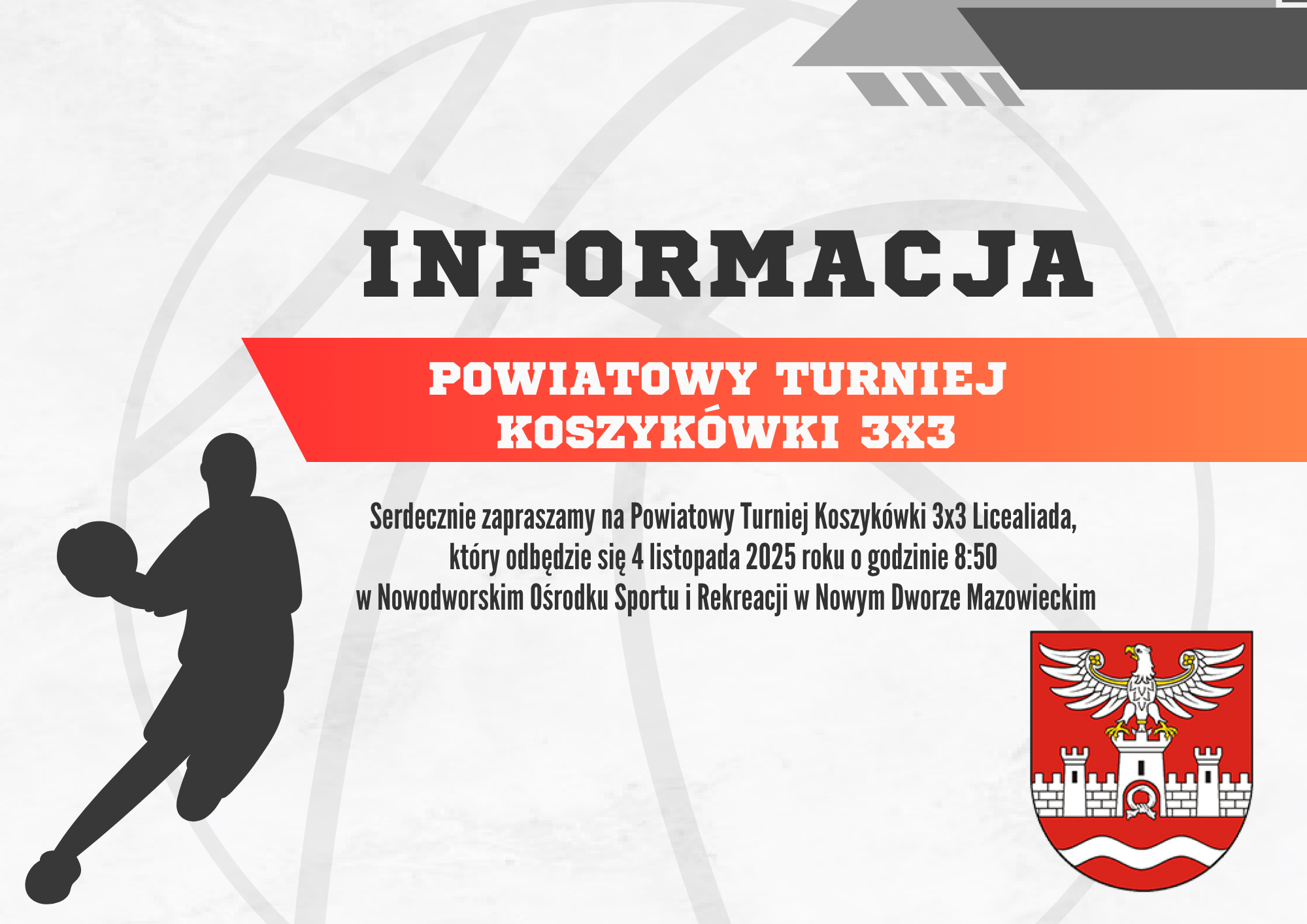 Plakat promujący Powiatowy Turniej Koszykówki 3x3 Licealiada