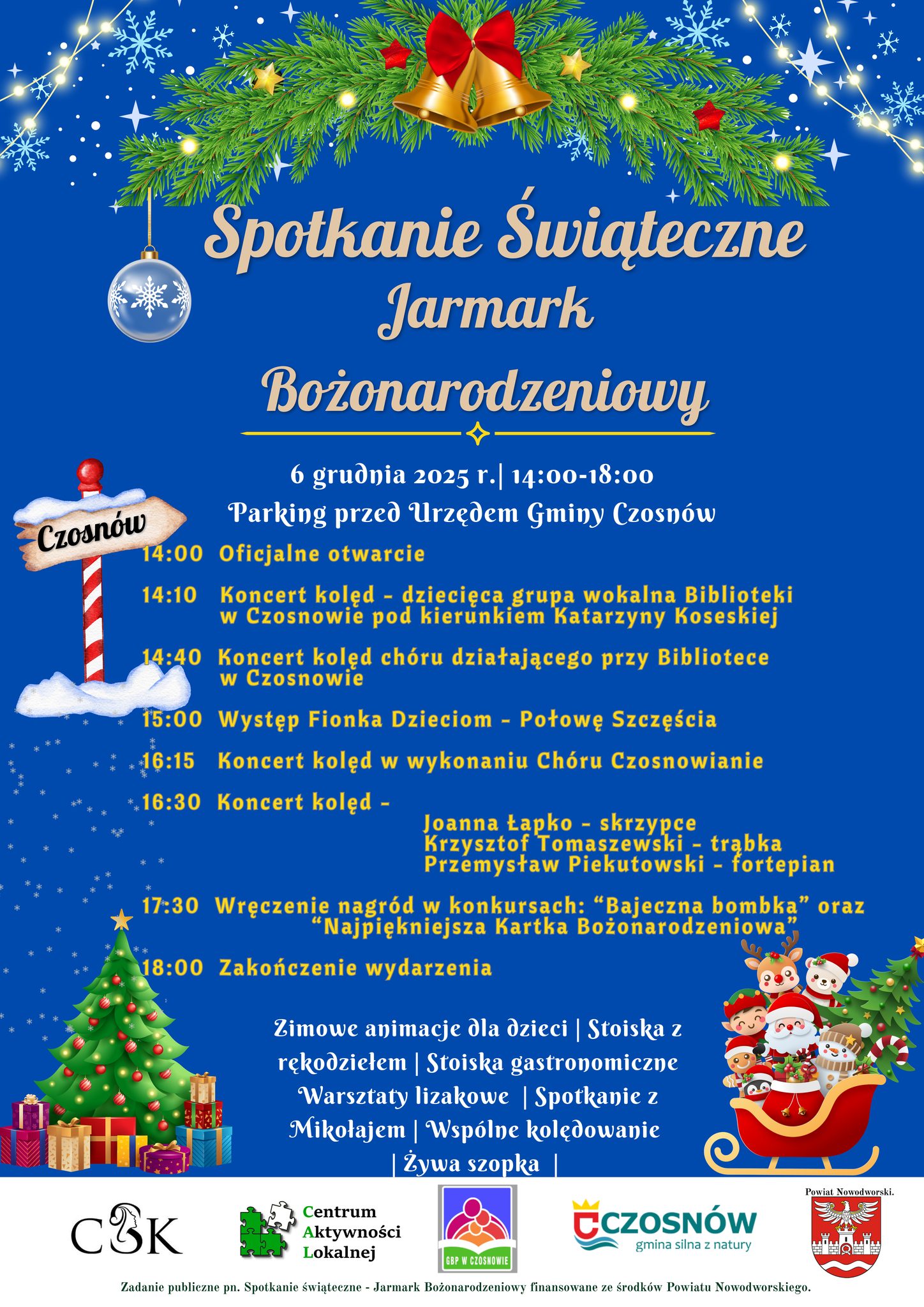 plakat promujący wydarzenie - Świąteczne Spotkanie Jarmark Bożonarodzeniowy