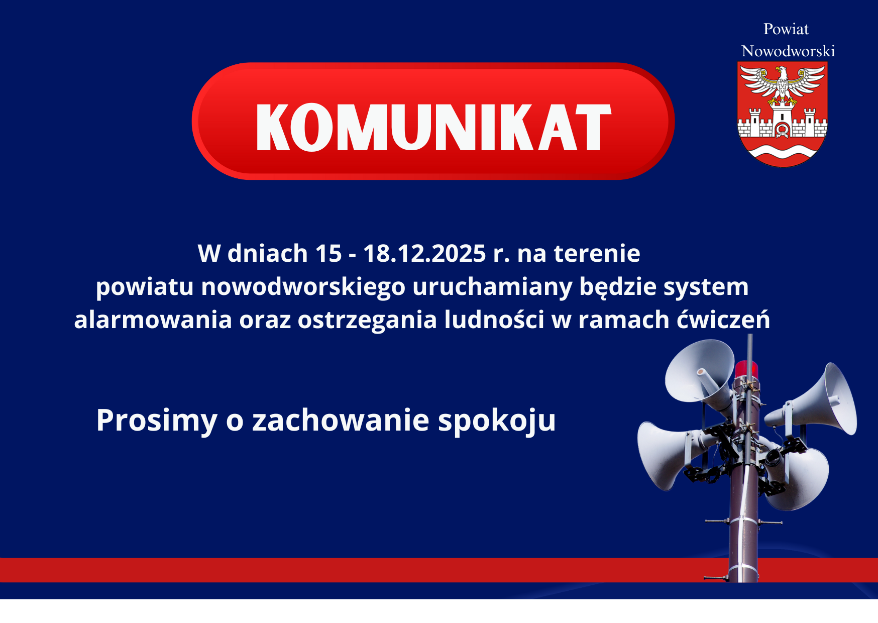 informacja o planowanych ćwiczeniach systemu alarmowania