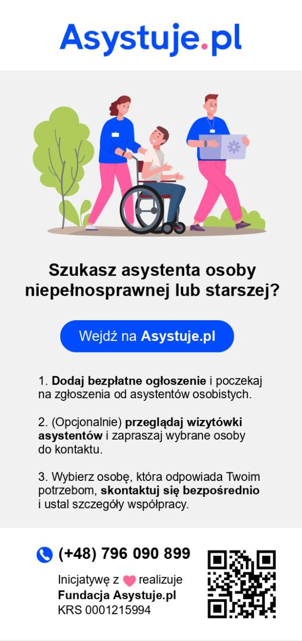ulotka informująca Fundacja Asystuje.pl