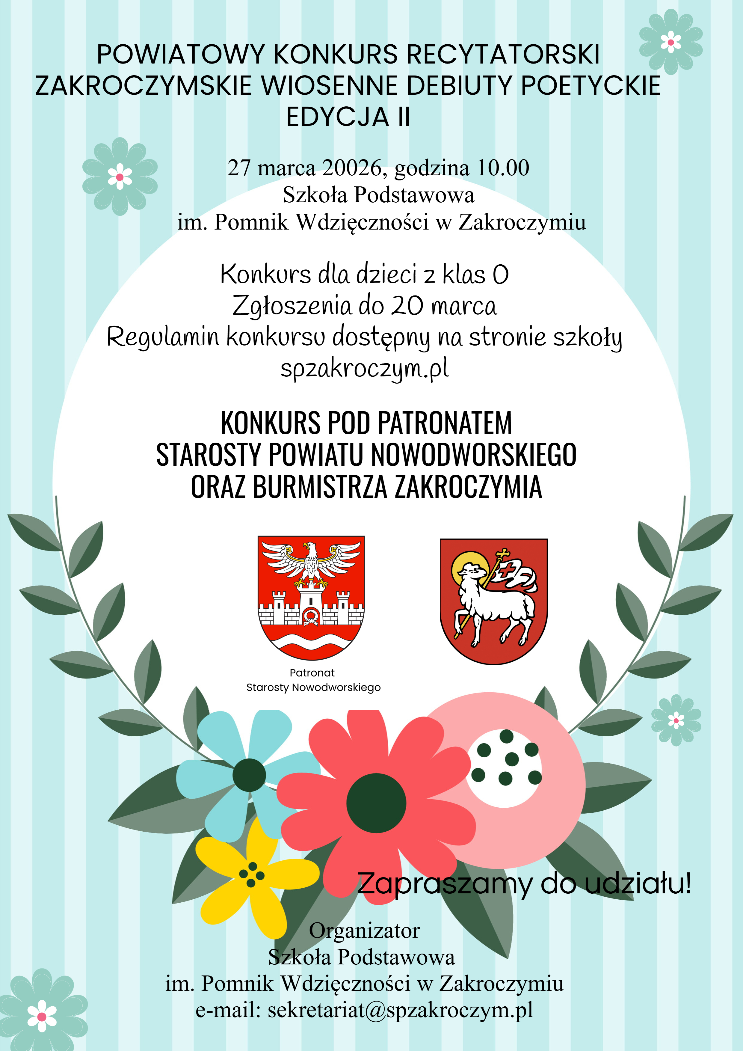 Powiatowy Konkurs Recytatorski „Zakroczymskie Wiosenne Debiuty Poetyckie” - Edycja II